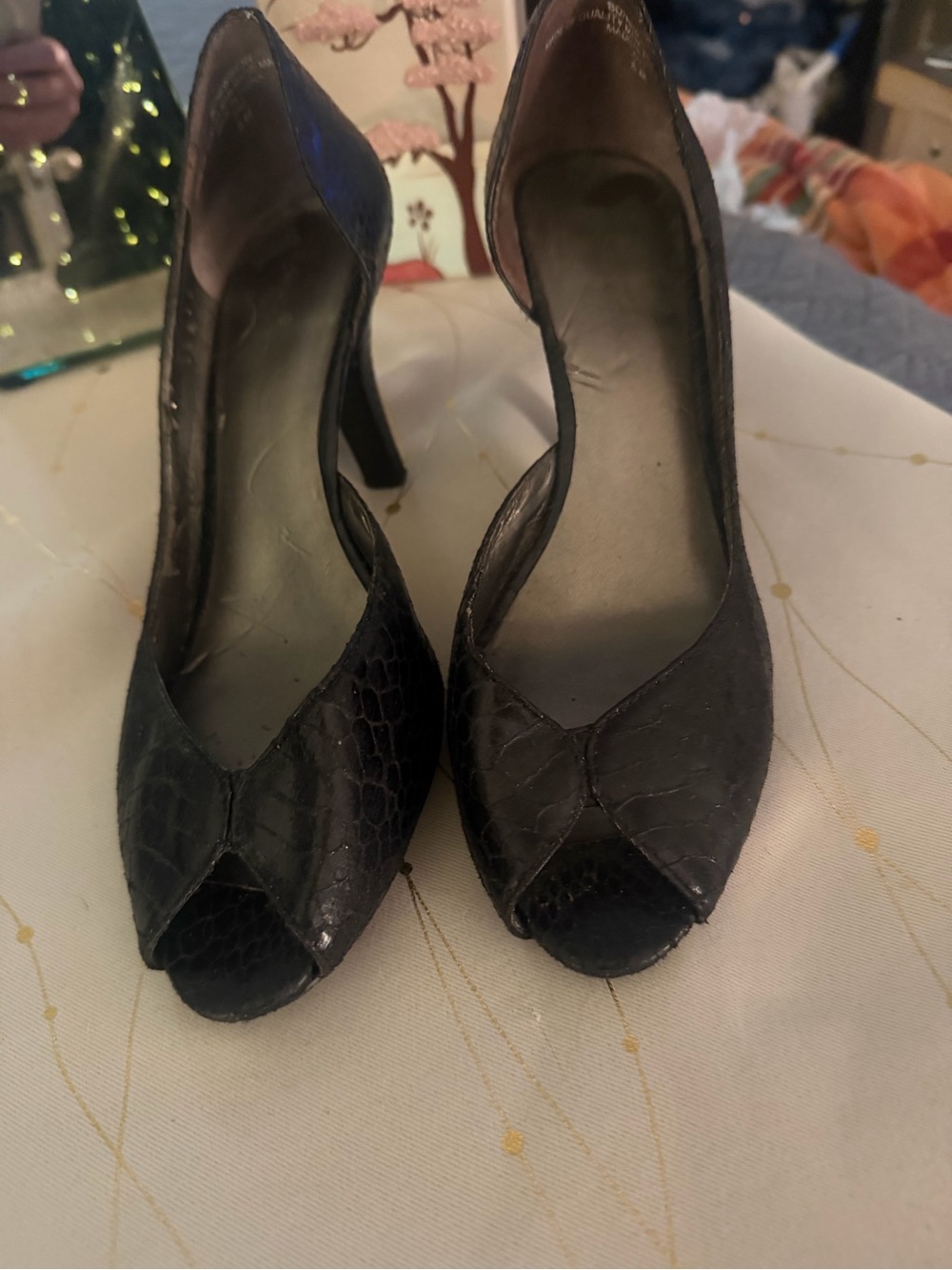 Women's Black Peep-Toe High Heels by Karen Scott